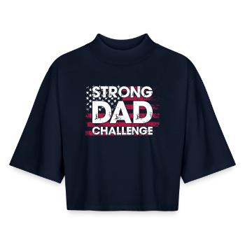 Strong Dad Challenge - Boxy Women's Recycled 1/2 Sleeved T-Shirt by Stanley/Stella - navy - Front - AI Model Female 172 light (172cm)