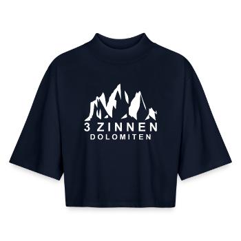 Dolomites des Trois Pics - T-shirt femme coupe boxy recyclé manches mi-longues Stanley/Stella - marine - Devant - AI Model Female 172 light (172cm)