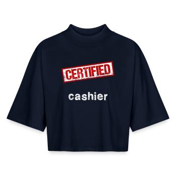 Kassierer - Boxy Frauen Recyceltes 1/2 Sleeved T-Shirt by Stanley/Stella - Navy - Vorne - AI Model Female 172 light (172cm)