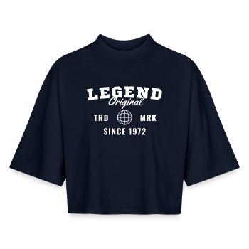 Birth Year Legend Since 1972 - Boxy Women's Recycled 1/2 Sleeved T-Shirt by Stanley/Stella - navy - Front - AI Model Female 172 light (172cm)