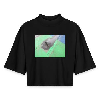 CSD Berlin (mirrored Victory Column in the puddle) - Boxy Women's Recycled 1/2 Sleeved T-Shirt by Stanley/Stella - black - Front - AI Model Female 172 light (172cm)