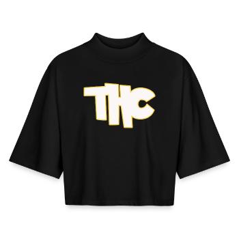 THC - Boxy Women's Recycled 1/2 Sleeved T-Shirt by Stanley/Stella - black - Front - AI Model Female 172 light (172cm)