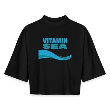VITAMIN SEA - Boxy Frauen Recyceltes 1/2 Sleeved T-Shirt by Stanley/Stella - Schwarz - Vorne - AI Model Female 172 light (172cm)