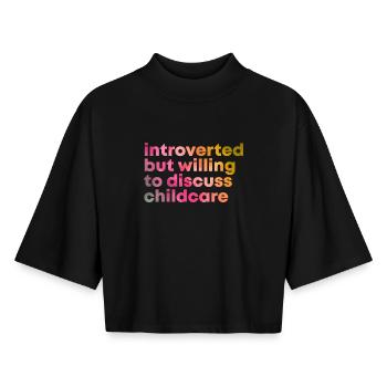 Kinderbetreuung - Boxy Frauen Recyceltes 1/2 Sleeved T-Shirt by Stanley/Stella - Schwarz - Vorne - AI Model Female 172 light (172cm)