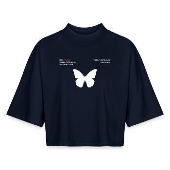 Schmetterling - Boxy Frauen Recyceltes 1/2 Sleeved T-Shirt by Stanley/Stella - Navy - Vorne - AI Model Female 172 light (172cm)