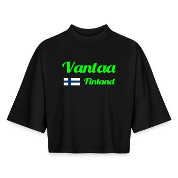 Vantaa Finnland Drucken - Boxy Frauen Recyceltes 1/2 Sleeved T-Shirt by Stanley/Stella - Schwarz - Vorne - AI Model Female 172 light (172cm)