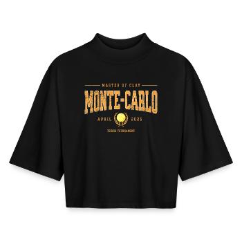 Monte Carlo Tennis Tournament Clay Court - Boxy Frauen Recyceltes 1/2 Sleeved T-Shirt by Stanley/Stella - Schwarz - Vorne - AI Model Female 172 light (172cm)