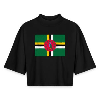 Drapeau de la Dominique – Île Verte - T-shirt femme coupe boxy recyclé manches mi-longues Stanley/Stella - noir - Devant - AI Model Female 172 light (172cm)