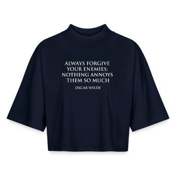 Inspirational Quote Typography Design - Boxy Women's Recycled 1/2 Sleeved T-Shirt by Stanley/Stella - navy - Front - AI Model Female 172 light (172cm)