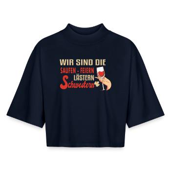 Weihnachtsoutfit Plätzchen Backen Weihnachten Xmas - Boxy Frauen Recyceltes 1/2 Sleeved T-Shirt by Stanley/Stella - Navy - Vorne - AI Model Female 172 light (172cm)
