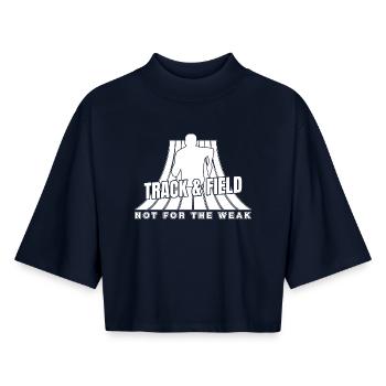Track Athletics Track & Field Not For Weak - Boxy Frauen Recyceltes 1/2 Sleeved T-Shirt by Stanley/Stella - Navy - Vorne - AI Model Female 172 light (172cm)