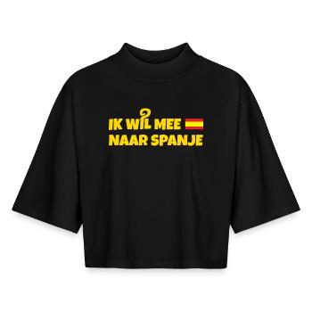I want to go to Spain - Boxy Women's Recycled 1/2 Sleeved T-Shirt by Stanley/Stella - black - Front - AI Model Female 172 light (172cm)