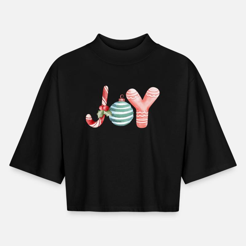 Joy Christmas Scripture Ornament - Boxy Women's Recycled 1/2 Sleeved T-Shirt by Stanley/Stella - black