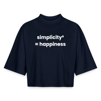 Einfachheit ist gleich Glück Minimalismus - Boxy Frauen Recyceltes 1/2 Sleeved T-Shirt by Stanley/Stella - Navy - Vorne - AI Model Female 172 light (172cm)