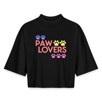 Rainbow Paw Liebhaber - Boxy Frauen Recyceltes 1/2 Sleeved T-Shirt by Stanley/Stella - Schwarz - Vorne - AI Model Female 172 light (172cm)