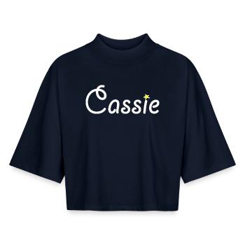 Cassie - T-shirt femme coupe boxy recyclé manches mi-longues Stanley/Stella - marine - Devant - AI Model Female 172 light (172cm)