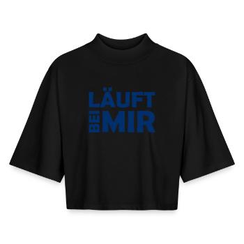 Runs with me - Cool saying - Running - Boxy Women's Recycled 1/2 Sleeved T-Shirt by Stanley/Stella - black - Front - AI Model Female 172 light (172cm)
