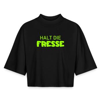 Tais-toi - Diction cool - T-shirt femme coupe boxy recyclé manches mi-longues Stanley/Stella - noir - Devant - AI Model Female 172 light (172cm)