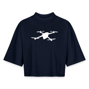 Funny Drone Pilot Cartoon Hobby Pilot - Boxy Women's Recycled 1/2 Sleeved T-Shirt by Stanley/Stella - navy - Front - AI Model Female 172 light (172cm)