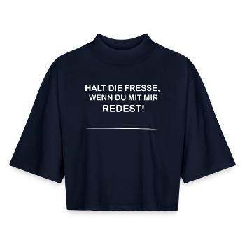 Direct Expression Saying - Boxy Women's Recycled 1/2 Sleeved T-Shirt by Stanley/Stella - navy - Front - AI Model Female 172 light (172cm)