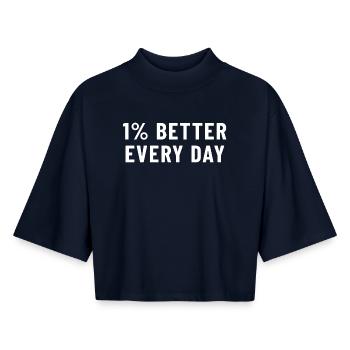 1% Better Every Day - Boxy Frauen Recyceltes 1/2 Sleeved T-Shirt by Stanley/Stella - Navy - Vorne - AI Model Female 172 light (172cm)