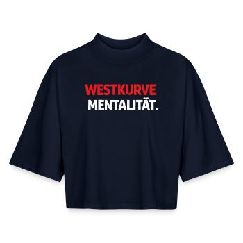 West Curve Mentality Shirt - Boxy Women's Recycled 1/2 Sleeved T-Shirt by Stanley/Stella - navy - Front - AI Model Female 172 light (172cm)