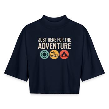 Nur hier für das Abenteuer - Boxy Frauen Recyceltes 1/2 Sleeved T-Shirt by Stanley/Stella - Navy - Vorne - AI Model Female 172 light (172cm)