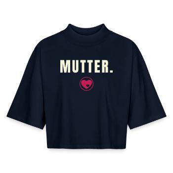 MÈRE. Édition Succès – Cœur Rose Profond - T-shirt femme coupe boxy recyclé manches mi-longues Stanley/Stella - marine - Devant - AI Model Female 172 light (172cm)