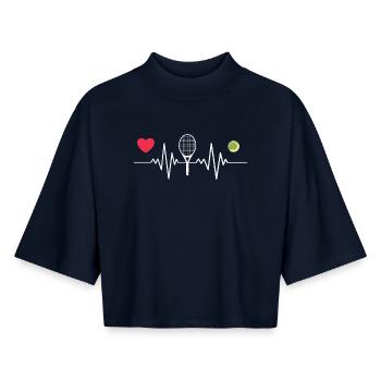 Tennis is My Heartbeat - Boxy Women's Recycled 1/2 Sleeved T-Shirt by Stanley/Stella - navy - Front - AI Model Female 172 light (172cm)