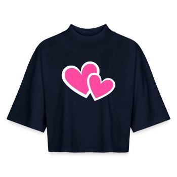 Valentines Pink Heart, Valentine's Day - Boxy Women's Recycled 1/2 Sleeved T-Shirt by Stanley/Stella - navy - Front - AI Model Female 172 light (172cm)