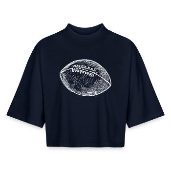 Art de la ligne de balle de football américain - T-shirt femme coupe boxy recyclé manches mi-longues Stanley/Stella - marine - Devant - AI Model Female 172 light (172cm)