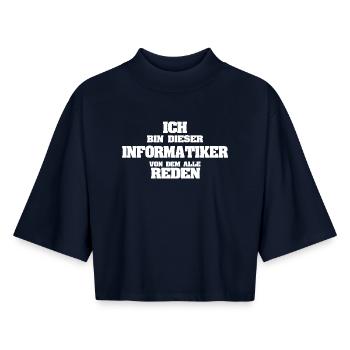 Work Computer Scientist - Boxy Women's Recycled 1/2 Sleeved T-Shirt by Stanley/Stella - navy - Front - AI Model Female 172 light (172cm)
