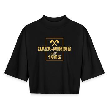 Data mining in 1953 - Boxy Women's Recycled 1/2 Sleeved T-Shirt by Stanley/Stella - black - Front - AI Model Female 172 light (172cm)