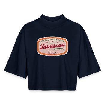 Tavascan Spanien Alpine Label - Boxy Frauen Recyceltes 1/2 Sleeved T-Shirt by Stanley/Stella - Navy - Vorne - AI Model Female 172 light (172cm)