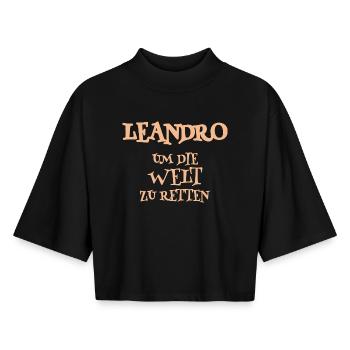 Rescuer Leandro - Boxy Women's Recycled 1/2 Sleeved T-Shirt by Stanley/Stella - black - Front - AI Model Female 172 light (172cm)