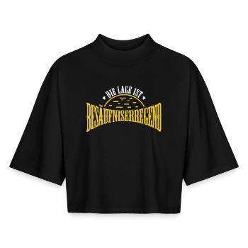 La situation est l’ivresse - T-shirt femme coupe boxy recyclé manches mi-longues Stanley/Stella - noir - Devant - AI Model Female 172 light (172cm)