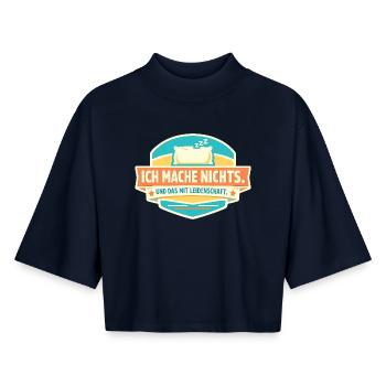 Nichts tun mit Leidenschaft - Boxy Frauen Recyceltes 1/2 Sleeved T-Shirt by Stanley/Stella - Navy - Vorne - AI Model Female 172 light (172cm)