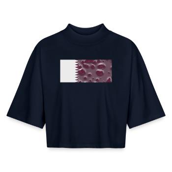 Le Qatar en tant que pays - T-shirt femme coupe boxy recyclé manches mi-longues Stanley/Stella - marine - Devant - AI Model Female 172 light (172cm)