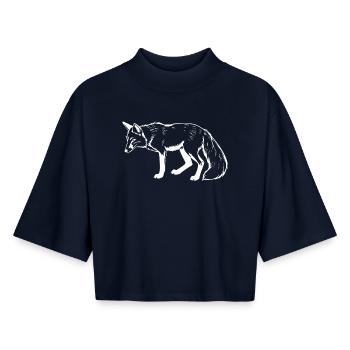 Fuchs - Boxy Frauen Recyceltes 1/2 Sleeved T-Shirt by Stanley/Stella - Navy - Vorne - AI Model Female 172 light (172cm)