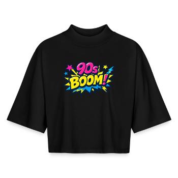 90s Boom Comic Explosion - Boxy Women's Recycled 1/2 Sleeved T-Shirt by Stanley/Stella - black - Front - AI Model Female 172 light (172cm)