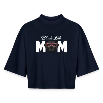 Maman labrador noir, Amante du Labrador noir - T-shirt femme coupe boxy recyclé manches mi-longues Stanley/Stella - marine - Devant - AI Model Female 172 light (172cm)