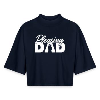 Esthétique plaisante Typographie Slogan minimaliste - T-shirt femme coupe boxy recyclé manches mi-longues Stanley/Stella - marine - Devant - AI Model Female 172 light (172cm)