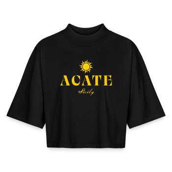 ACATE Sizilien Sonne - Boxy Frauen Recyceltes 1/2 Sleeved T-Shirt by Stanley/Stella - Schwarz - Vorne - AI Model Female 172 light (172cm)