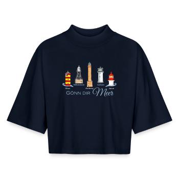 Gönn Dir Meer Leuchtturm Kollektion - Boxy Frauen Recyceltes 1/2 Sleeved T-Shirt by Stanley/Stella - Navy - Vorne - AI Model Female 172 light (172cm)