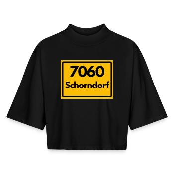 ALTE POSTLEITZAHL PLZ RETRO 7060 SCHORNDORF HEIMAT - Boxy Frauen Recyceltes 1/2 Sleeved T-Shirt by Stanley/Stella - Schwarz - Vorne - AI Model Female 172 light (172cm)