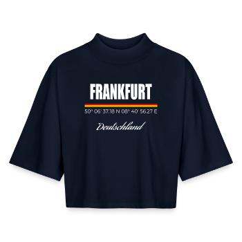 Frankfurt - Boxy Women's Recycled 1/2 Sleeved T-Shirt by Stanley/Stella - navy - Front - AI Model Female 172 light (172cm)