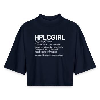 High Performance Liquid Chromatography HPLC Girl - Boxy Women's Recycled 1/2 Sleeved T-Shirt by Stanley/Stella - navy - Front - AI Model Female 172 light (172cm)
