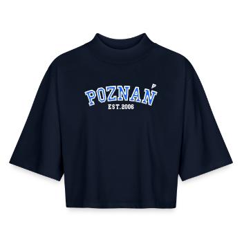 Poznań gegründet 2006 - Boxy Frauen Recyceltes 1/2 Sleeved T-Shirt by Stanley/Stella - Navy - Vorne - AI Model Female 172 light (172cm)