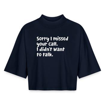 Introvert - Funny Introvert Design - Sarcastic - Boxy Women's Recycled 1/2 Sleeved T-Shirt by Stanley/Stella - navy - Front - AI Model Female 172 light (172cm)