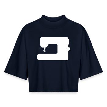 machine à coudre - T-shirt femme coupe boxy recyclé manches mi-longues Stanley/Stella - marine - Devant - AI Model Female 172 light (172cm)